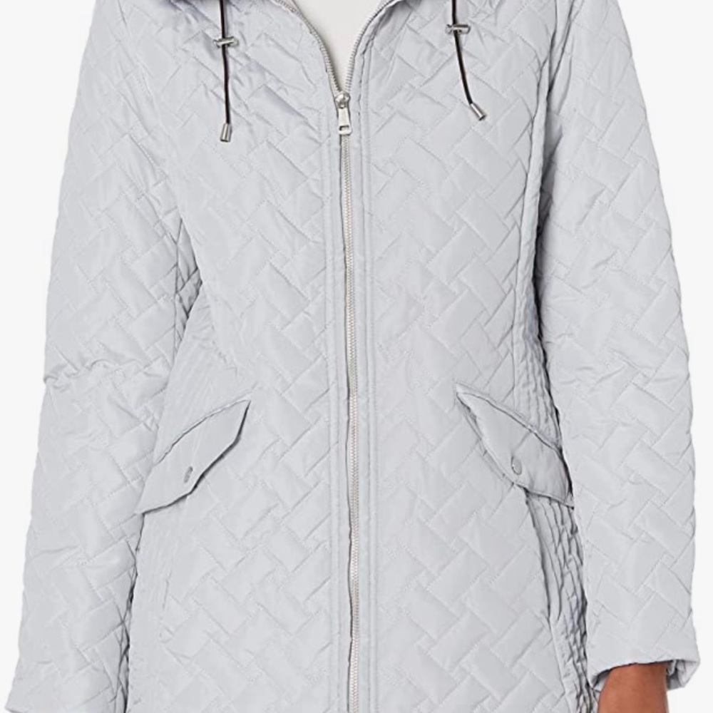 XS NEW Cole Haan Signature Sky Blue Gray Womens Jacket Quilted Winter Fall Misse